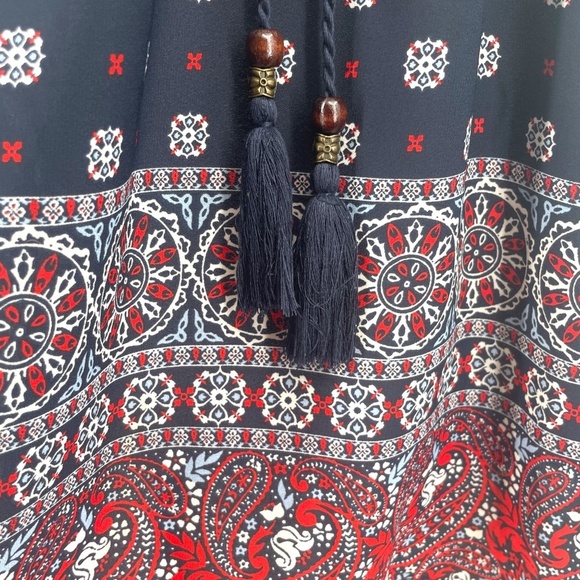 Altar’d State Sleeveless Boho Print Sleeveless Top, Navy/Red/Cream, Size S - Picture 5 of 8